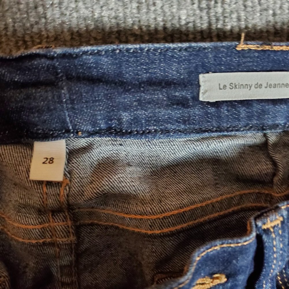 Frame Le Skinny de Jeanne 28 (Meas 26x28.5 9" Mid Rise) Queensway Dark Jeans A14 - Picture 8 of 9